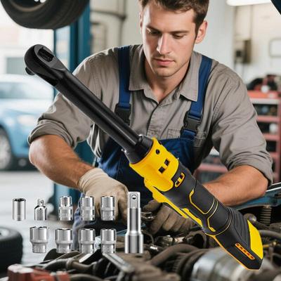Llave de Atornillador Eléctrico de 21V 3/8 de Pulgada Llave de Carraca de Ángulo Recto Taladro de Impacto Herramienta para Reparación de Automóviles para Quitar Tornillos Tuercas