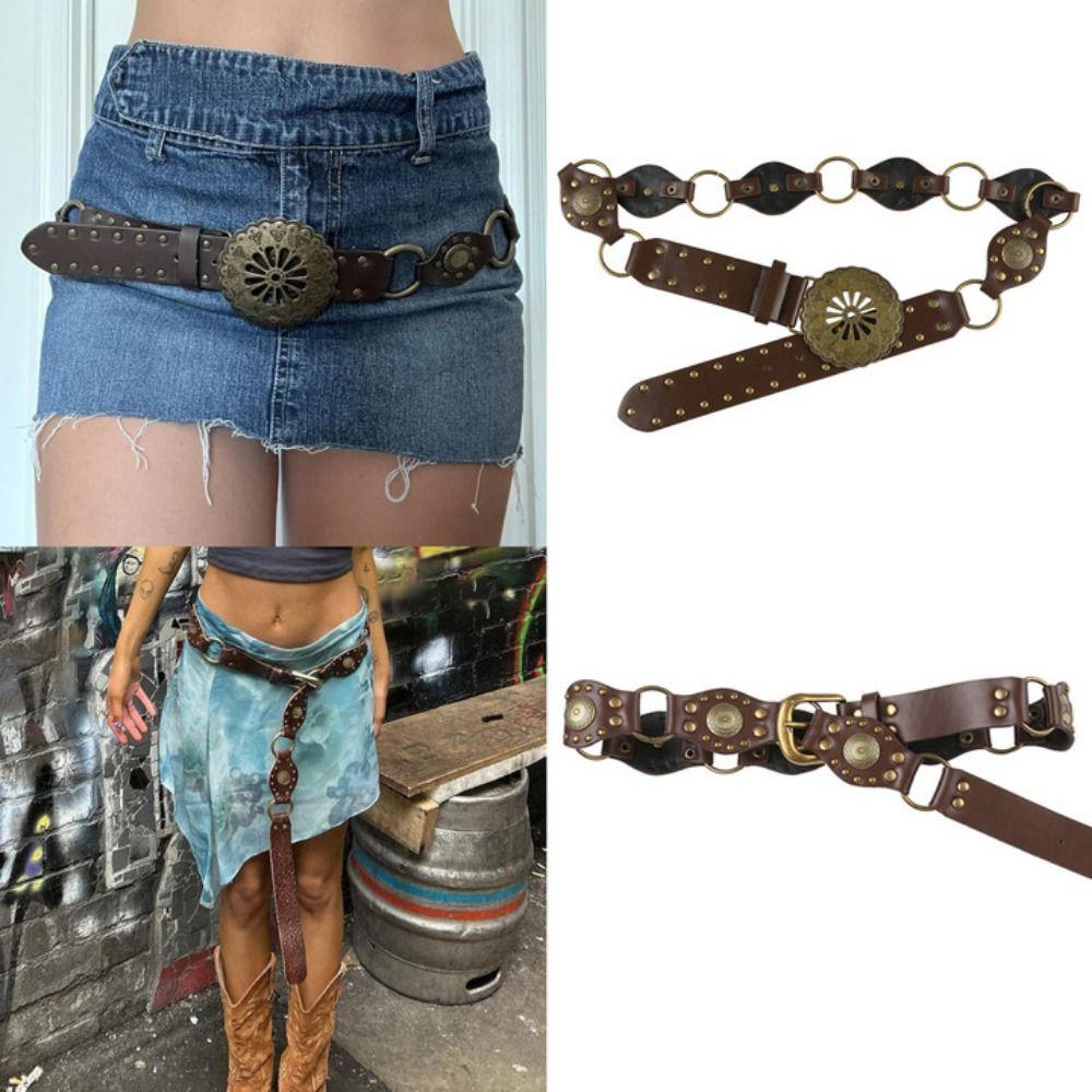 thumbnail image 2 of PU Leather Boho Belt, Hollow Disc Belt Women, Vintage Belts For Women Trendy Adjustable Western Belts For Woman 14673205 Mhxiyy 2 of 11