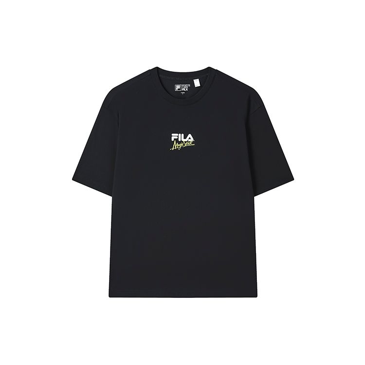 Fila X Magic Stick Collaboration Fashion Loose Couple Short Sleeve T-Shirt Unisex Tops Black F11U329101FBK