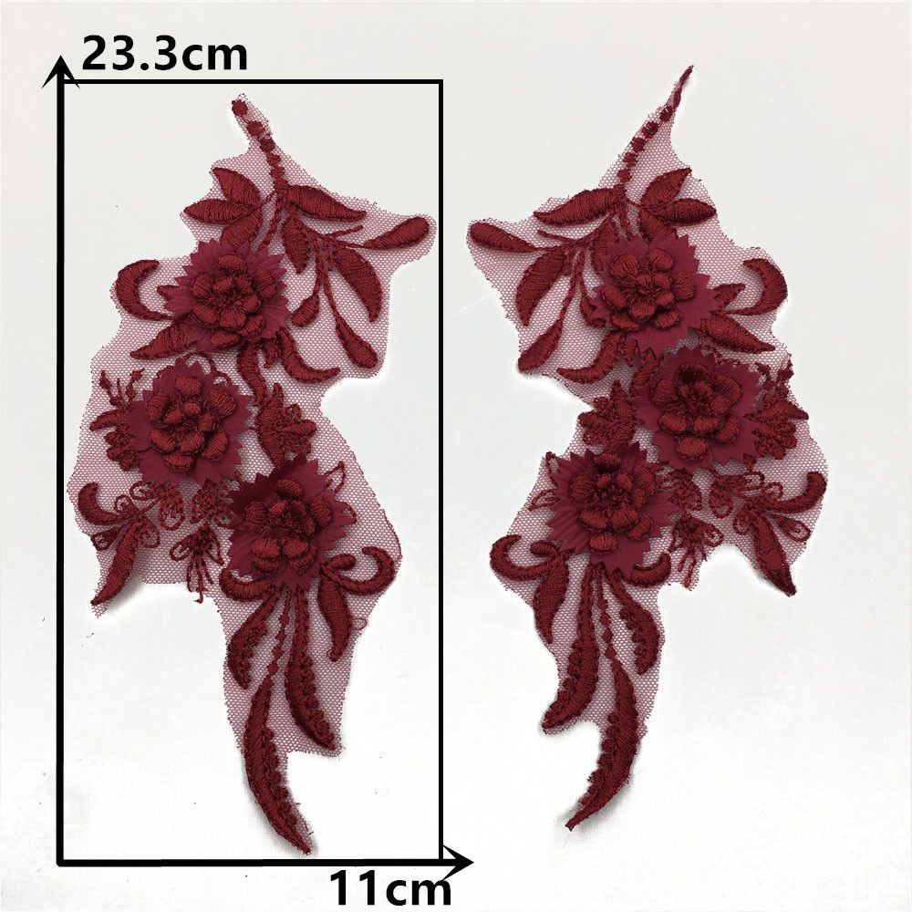 Red I Polyester Embroidery Color Embroidery Sewing Lace Diy Decorative Clothing Accessories Pair Collar Clothing