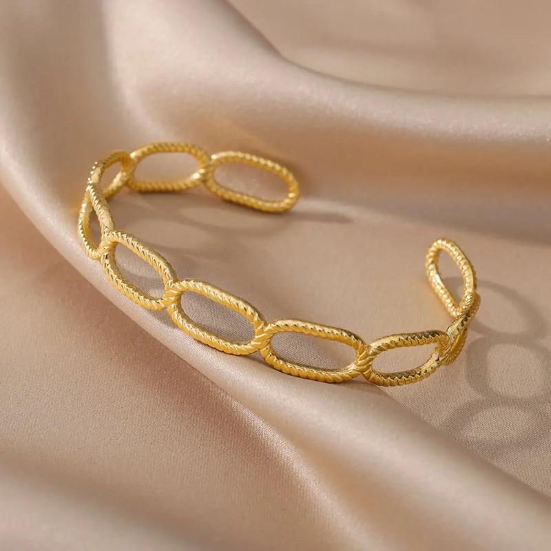 New Stainless Steel Golden Snake Bracelet Women's Wide Opening Fashion Jewelry Snake Shape