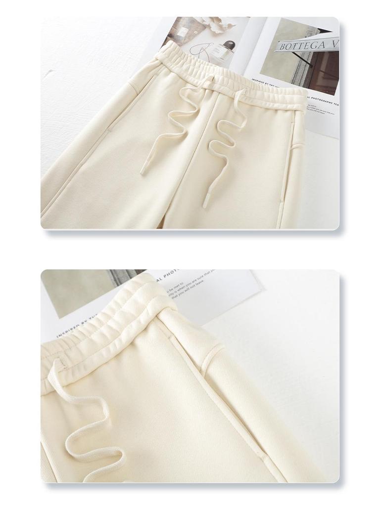 Ancola Women's 2024 Red Fleece-Lined Wide-Leg Sweatpants - Autumn/Winter Casual Straight-Leg Trousers.