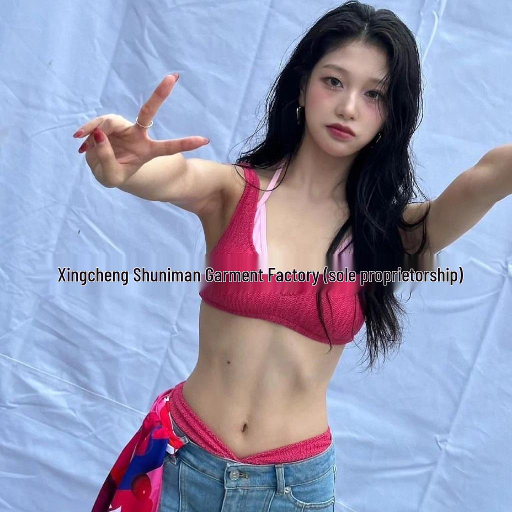 

Сексуальное многослойное бикини: Сексуальный купальник с цветными блоками, чистый корейский стиль для маленькой груди XL красный