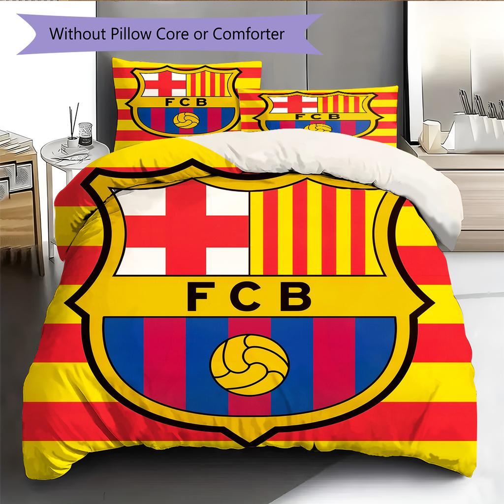 מצעים בעיצוב ברצלונה קישוט לבית מתנת יום הולדת (1 * כיסוי שמיכה + 2 * ציפות, ללא ליבה)