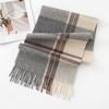 100% Wool Scarf High-end Women's Versatile Thickened Plaid Splicing Warm Scarf Dual-purpose