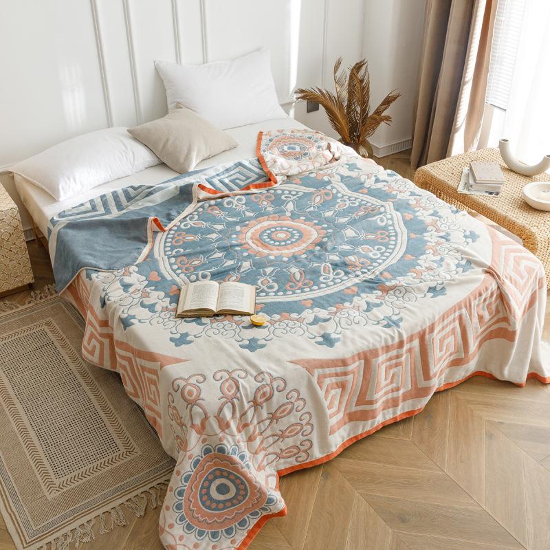 New Washed Cotton Four Layer Gauze Towel, Summer Cool Blanket, Nap Air Conditioning Blanket, Leisure Blanket, Sofa Cover Cloth