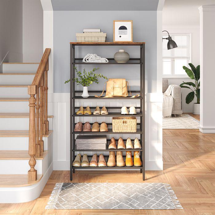 Hoobro étagère à chaussures, meubles à chaussures, porte-chaussures à 8 niveaux, étagère de rangement, entrée, salon, chambre