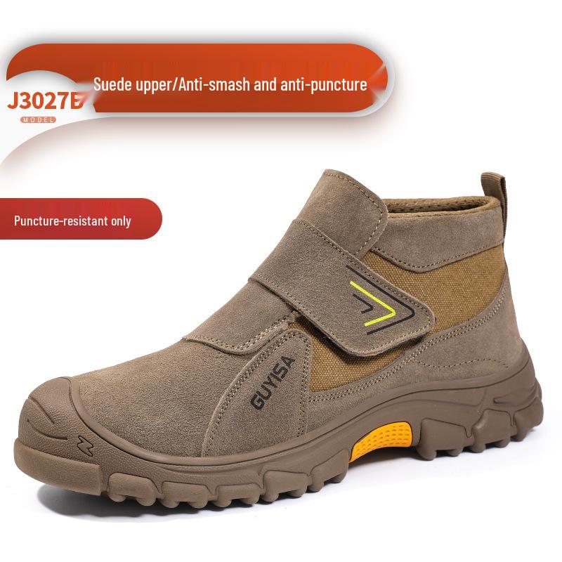 Pánská bezpečnostní obuv s ocelovou špičkou: Prodyšné, Snadné nazouvání/vyzouvání, Proti nárazu, Proti propíchnutí, Proti jiskrám; Ideální pro stavebnictví a svařování.