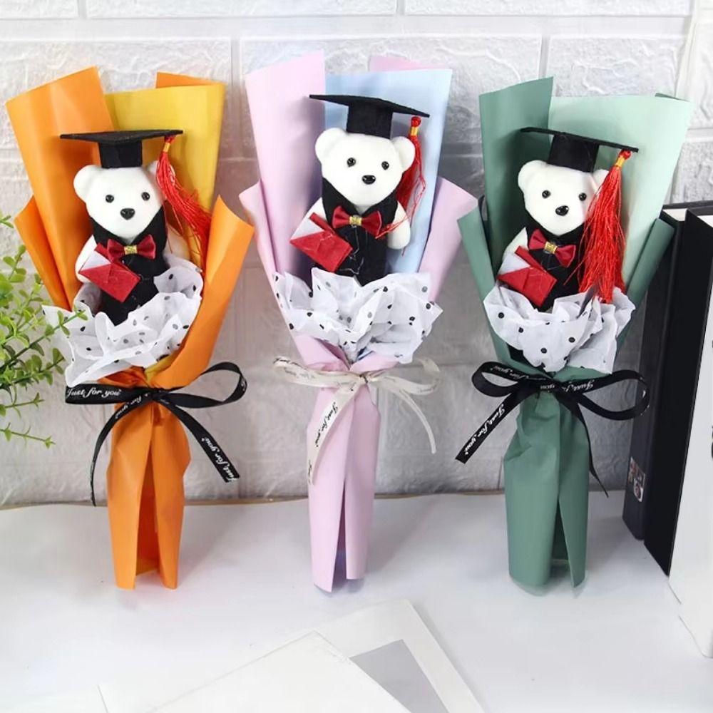 Lovely Bear Bear Plush Bouquet Lovely Doctoral Bear Toy Graduation Bear Bouquet  Birthday Party