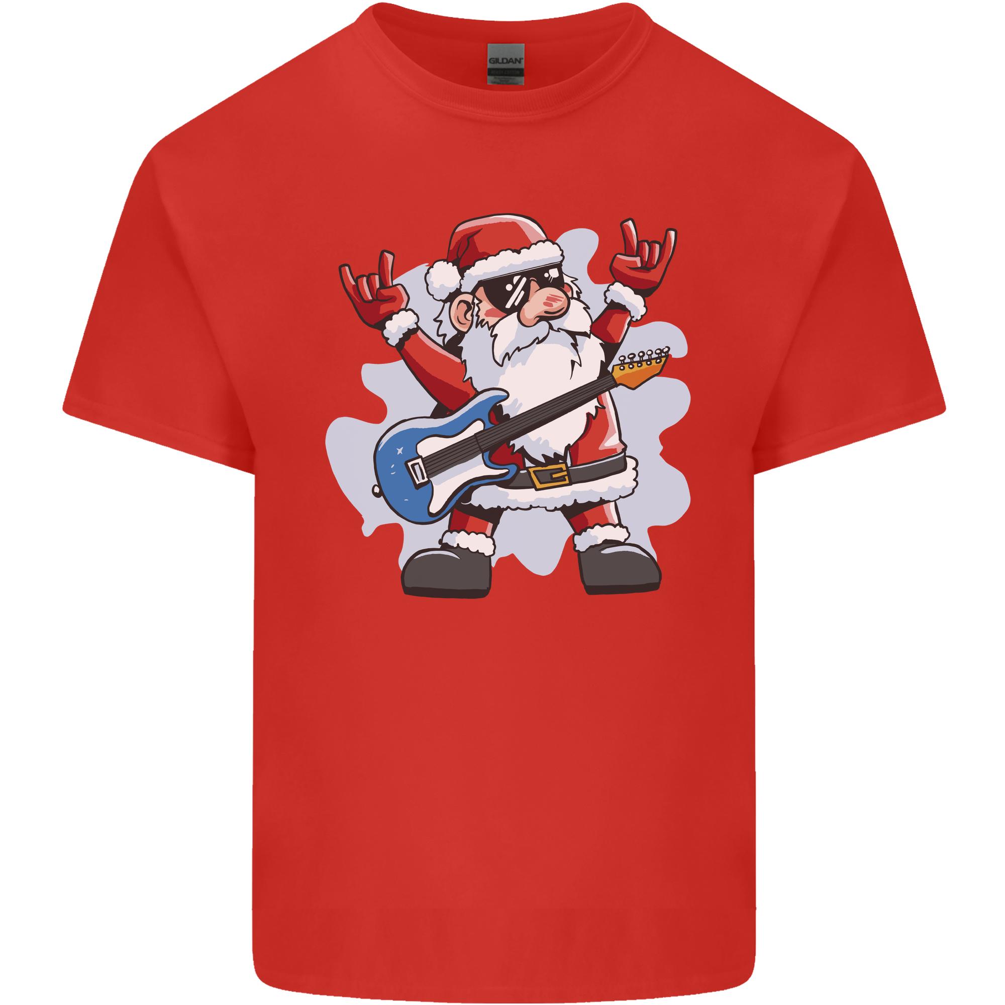 Rock n Roll Santa Electric Guitar Christmas Xmas Unisexs Light Cotton TShirt S