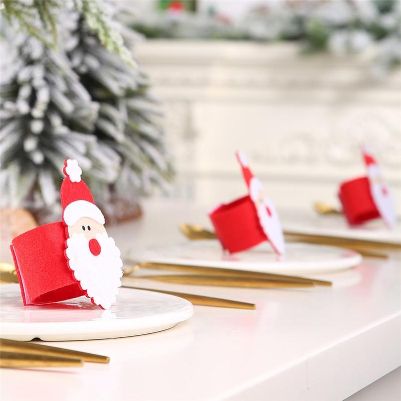 4PCS Christmas Santa Claus Napkin Rings Serviette Holder Table Napkin Holders Banquet Dinner Table C