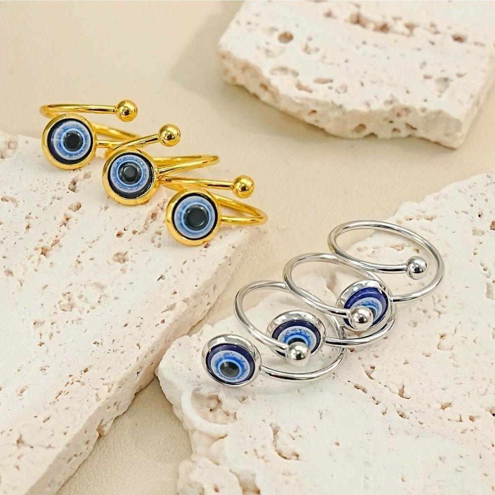 Gothic Adjustable Creative Bangle Zinc Zinc Alloy Blue Eye Ring New Demon Eye Bracelet  Daily Wear