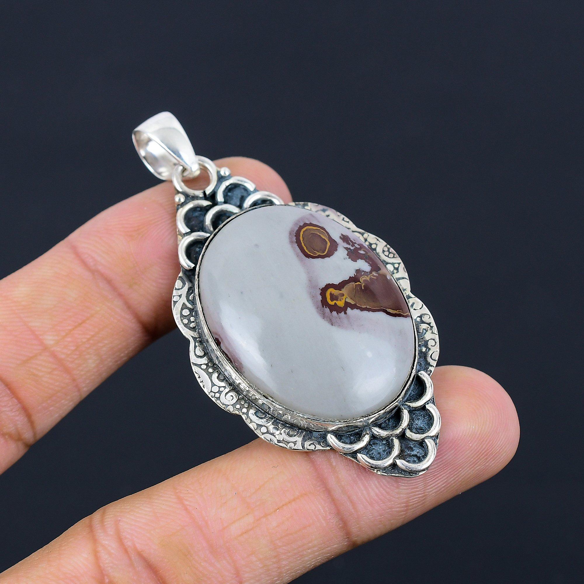 

Friendship Day Sale Oval Coffee Bean Jasper Stone Ethnic Pendant Sterling Silver