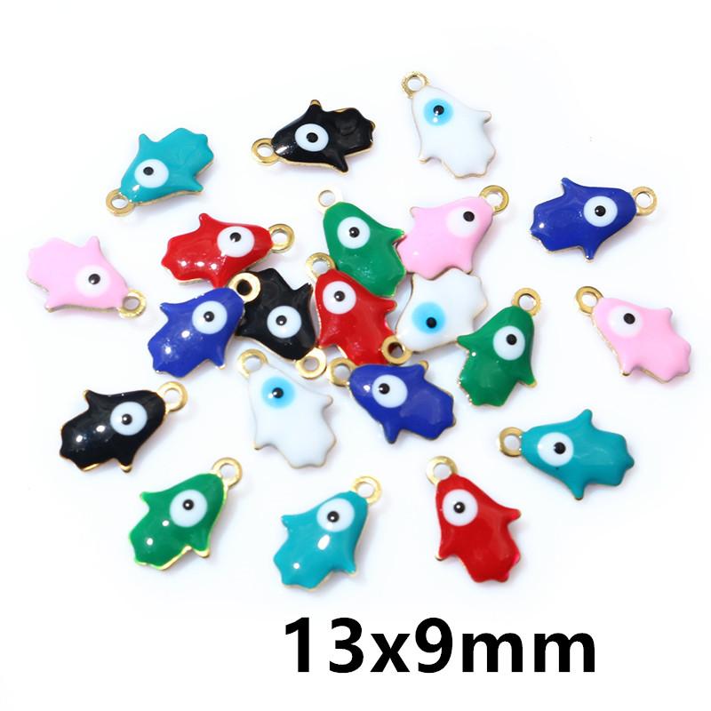 20pcs Random Mix Cute Stainless Steel Enamel Charms Pendant Fish Starfish Flower Evil Eyes DIY Jewelry Making Accessories