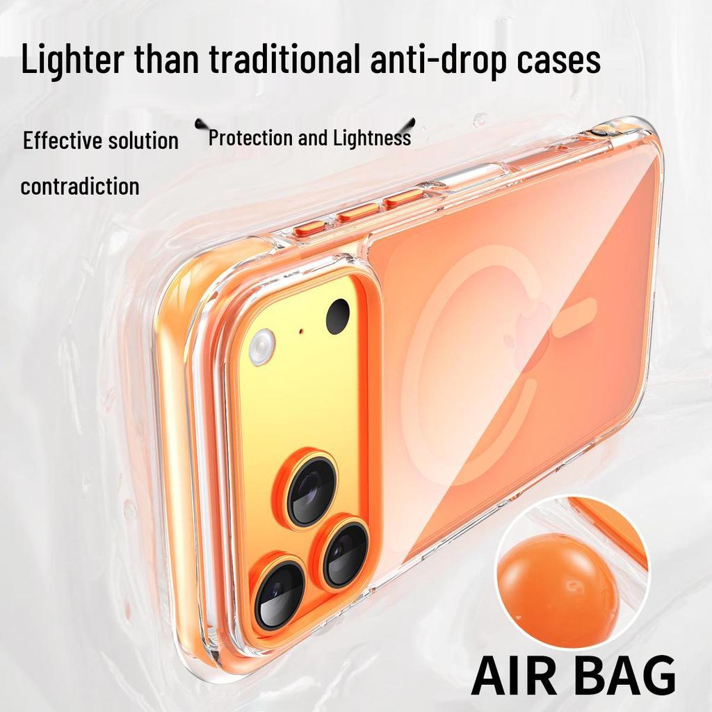 iPhone 17 Pro Max Color-Block Airbag Transparent Magnetic Case - New Anti-Fall Protective Cover