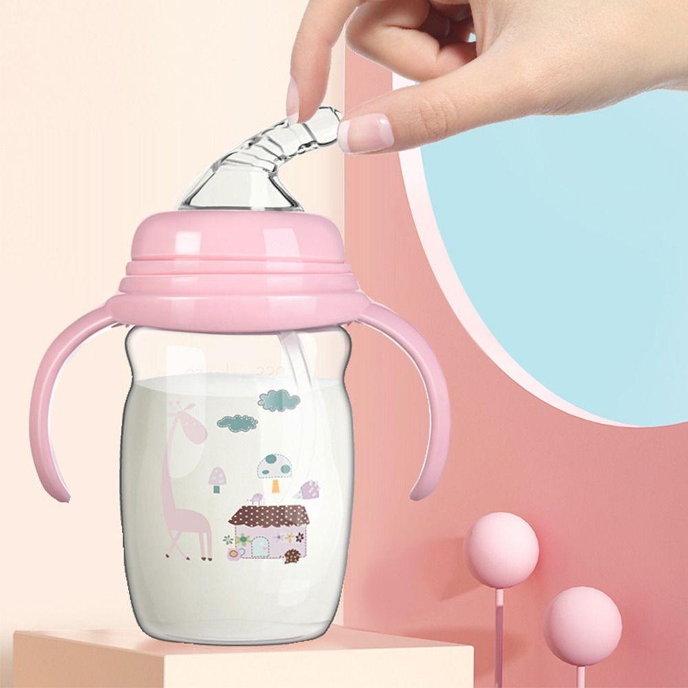 Silicone Nipple Baby PP Bottle Drop-resistant Baby Bottle With Handle  Feeding Utensils