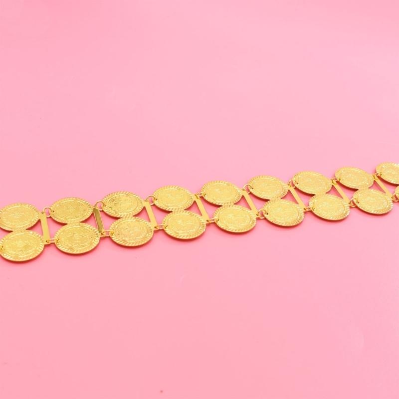Gold Tone Coin Disc Waist Chain Belt for Women, Layered Metal Waist Accessory with Adjustable Closure for Dresses, Parties, and High Waist Looks