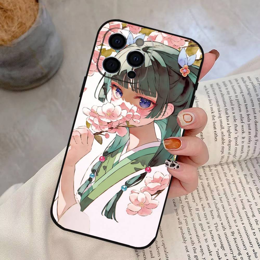 The Apothecary Diaries Maomao Phone Case For iPhone 17,16,15,14,13,12,11 Plus,Pro Max,XS,Soft Silicone Black Cover