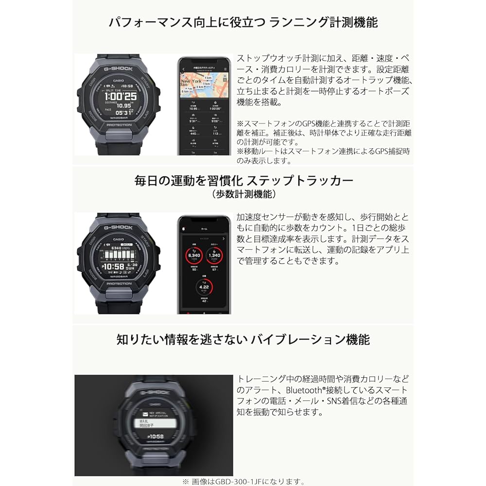 [Casio] G-Shock Watch [Domestic Genuine Product] G-SQUAD Bluetooth Equipped, Environmentally Friendly Materials, GBD-300-1JF Men's Black