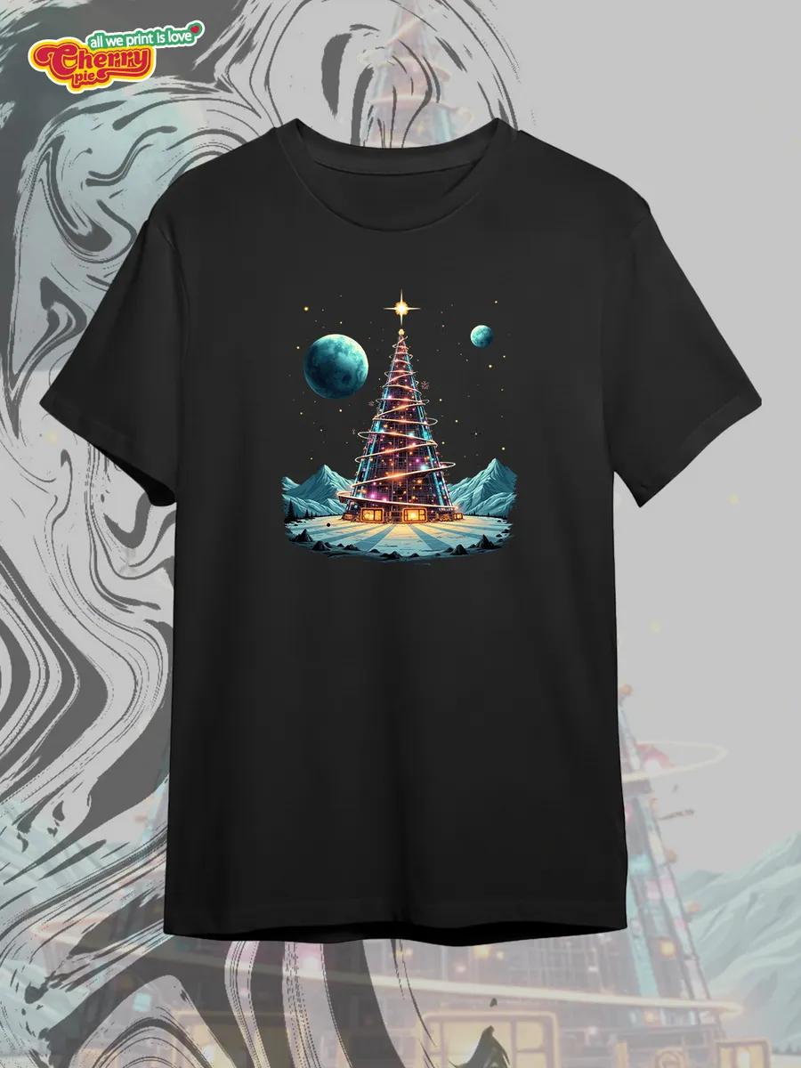 Black T-shirt with Fergana print L