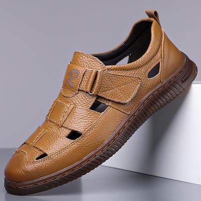 Sommer Herren Sandalen Strand Weiche Sohle Slipper Echtes Leder Flache Sohle Herren Leder Freizeitschuhe Leichte Trendige Sandalen