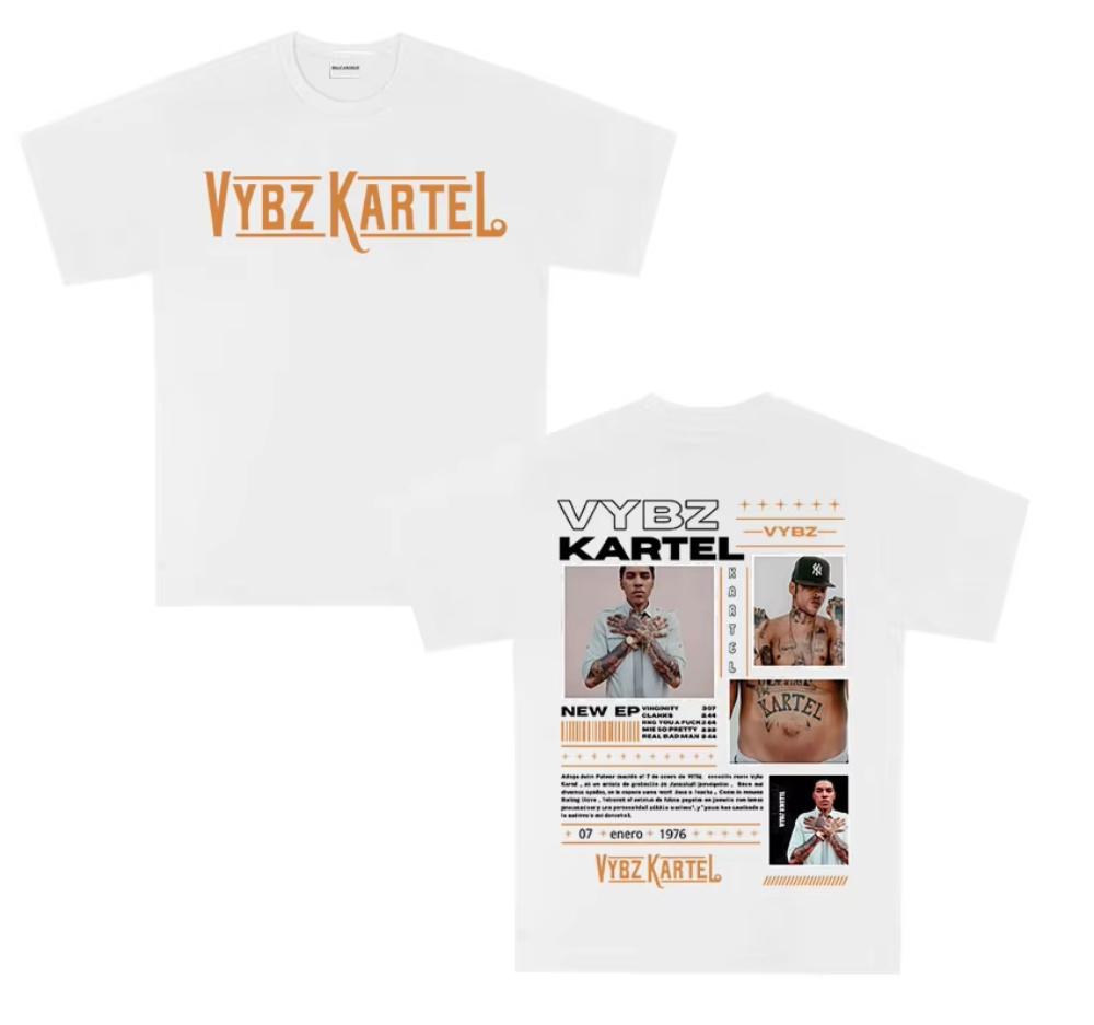 Rapper Vybz Kartel Tour 2026 Album Graphic TShirt Unisexs Fashion High Quality Cotton Tshirt Vintage Oversized Short Sleeve Tees