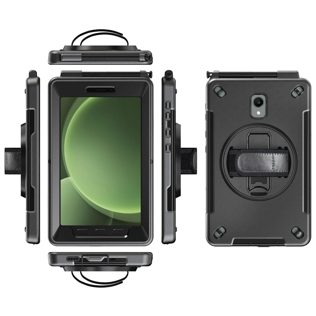 Für Samsung Galaxy Tab Active 3/Active5 X306B Hülle Ständer PC+TPU Tablet-Hülle mit Stifthalterung, Schultergurt