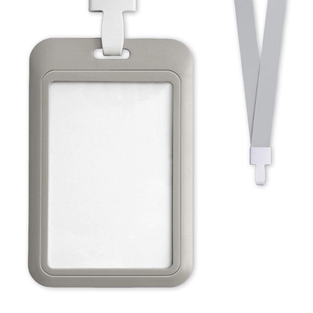 

Hard Plastic ID Card Holder Waterproof with Lanyard Badge Holder Bus Pass Card Cover Case серый