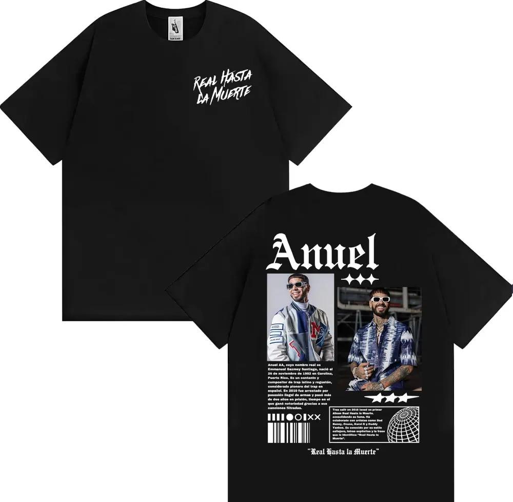 Rapparen Anuel AA Rhlm 2 Album 2025 Turné T-shirts Män Kvinnor Mode Hip Hop High Street Bomulls-sweatshirt Streetwear Plus Size