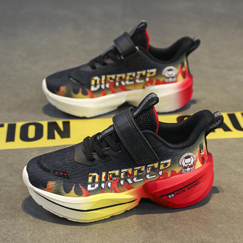 2025 spring and summer breathable mesh running shoes, primary and secondary school students sports shoes, Velcro raw and lightweight running shoes