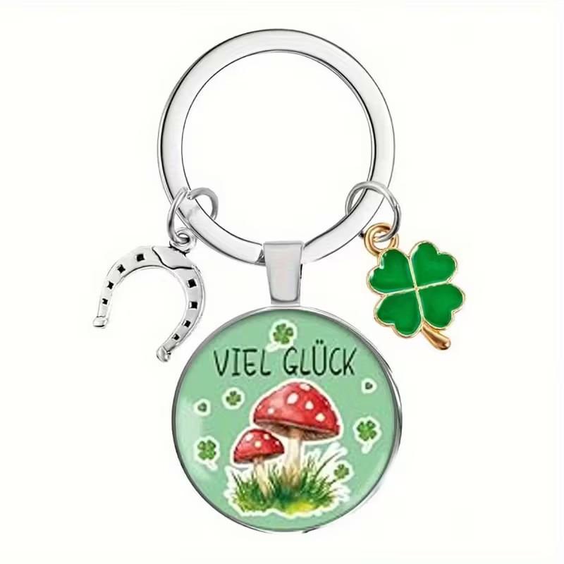 Four Clover Leaf And Mushroom Keychain Cute Pendant For Holiday Gift Event