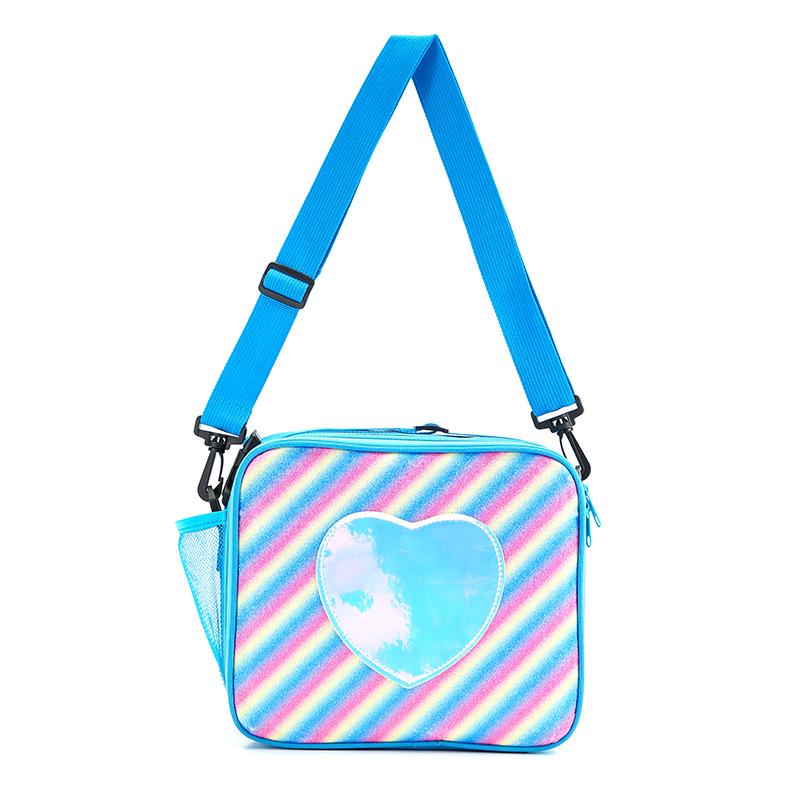 Heart-Shaped Rainbow Insulated Lunch Bag for Kids - Cute Cartoon Design