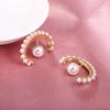 S925 Silver Needle Pearl Hoop Earrings - Women's European Fashion Spring/Summer