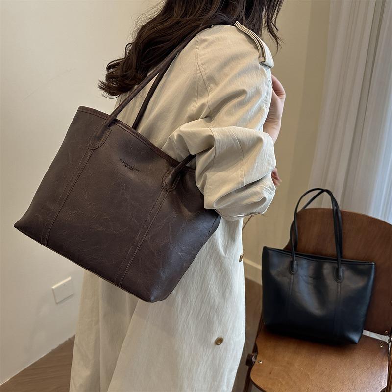 Vintage Tote Bag Large Capacity Bag Women's Shoulder Bag Premium Texture Work Commuter Bag