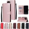 Applicable To iPhone14 Mobile Phone Leather Case 12PRO Solid Color Leather Pattern Three Card Insert Bracket Protective Case 14Max