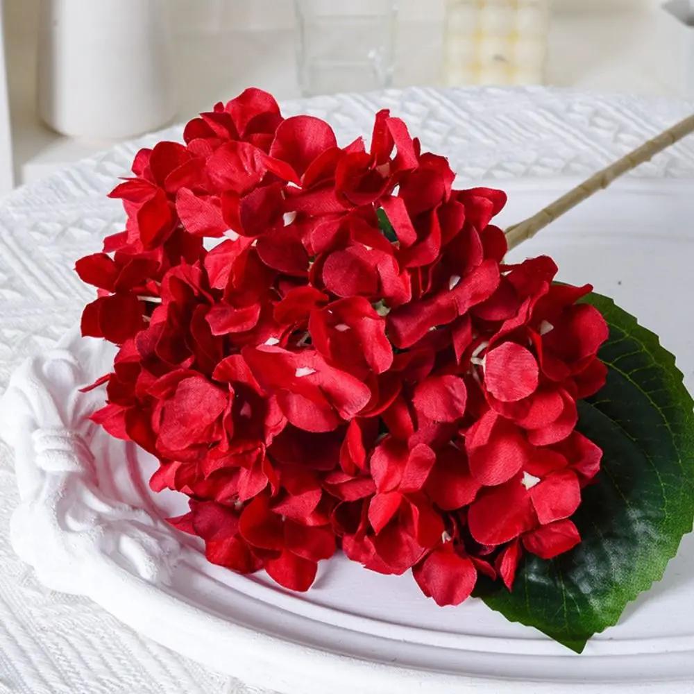 Wedding Garden 45CM Artificial Hydrangea Blue Realistic Fake Silk Flowers Colorful Home Decor
