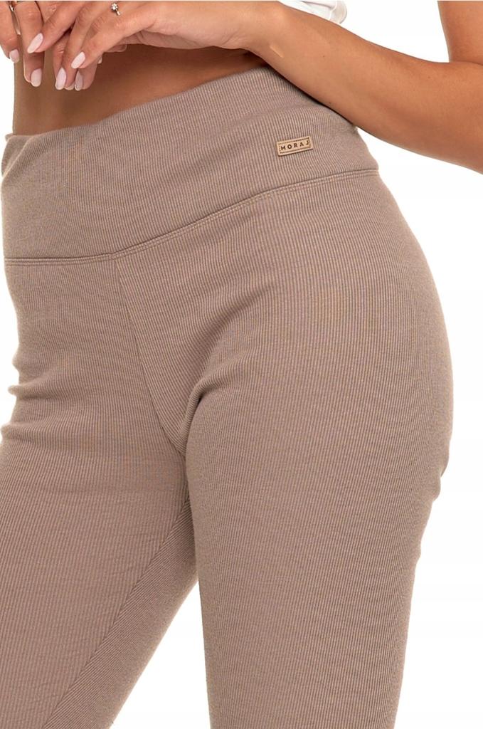 Women's Ribbed Leggings, Warm, High Waist, Fashionable, MORAJ S/M, Mocca