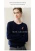 Lekasha Women's 100% Pure Cashmere Round Neck Cardigan with Embroidered Little Horse and Color Block Design