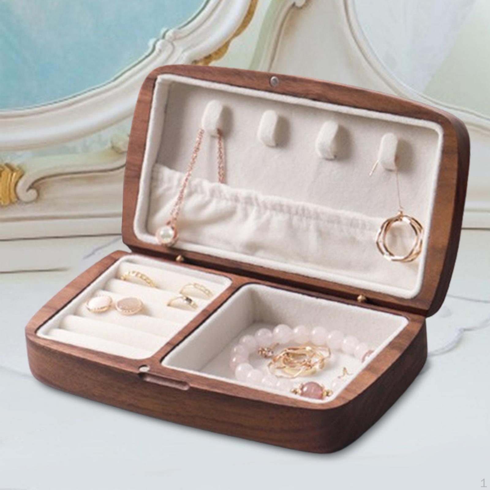 

Шикарный набор шкатулок для украшений для женщин - элегантный органайзер для ожерелий и колец Dark Wood Color