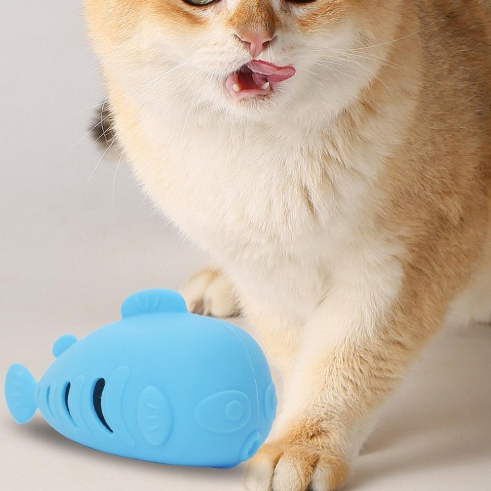 Soft Cat Chew Toy Silicone Pet Snack Dispenser Fish Shape Cat Leakage Toys  Relaxing