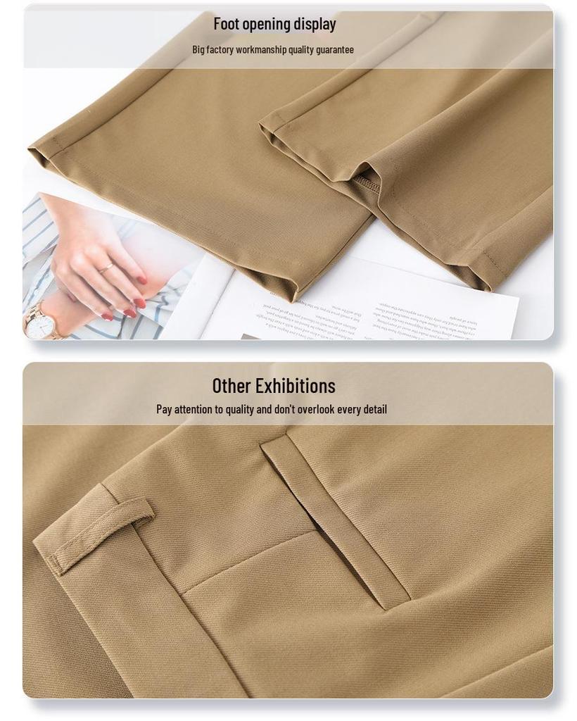 Women's 2025 High-Waist Black Wide-Leg Pants: Elegant, Casual, Straight-Leg Fit for Spring