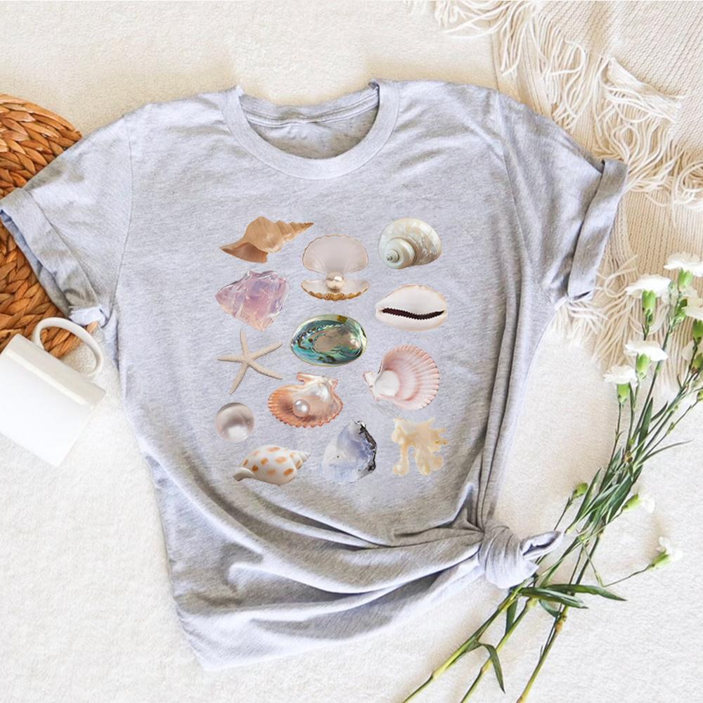 Sea Shell Tshirt Vintage Collage Aesthetic Seashell Shirt Coastal Grandma Cute Unisex's T-Shirt Unisex Short Sleeves Tops
