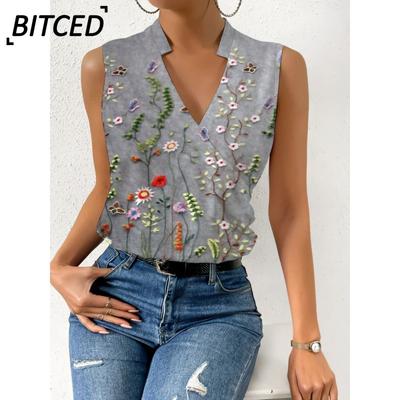 Blusas y Camisas Casuales de Moda para Mujer sin Mangas con Cuello en V