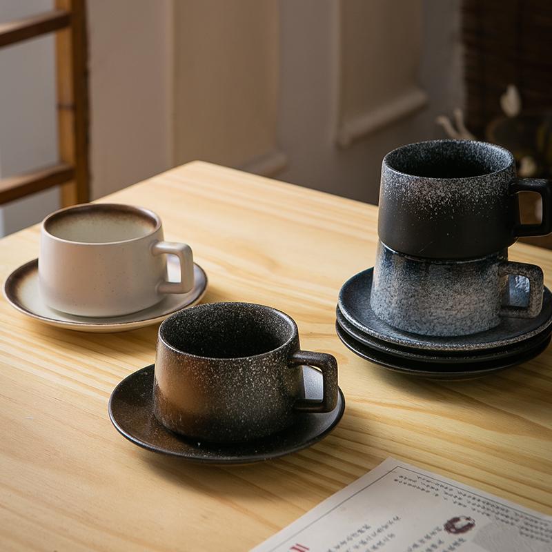 Japanische Vintage Keramik Kaffeetasse Restaurant Zuhause Teeset Teetasse mit Untertasse Büro Trinkbecher Geburtstagsgeschenk Heimdekoration