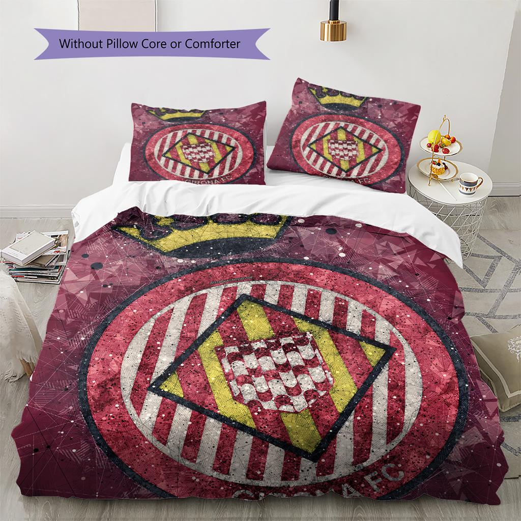 Girona FC Football Club  Pattern Bedding Quilt Set  Home Decoration  Gift (1 * duvet cover + 2 * pillowcase  without core)