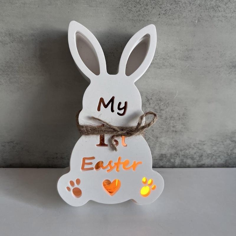 Flexible Silicone Festival Home Decoration Mold Easter Rabbit Shaped Candlestick Mould Gypsum Mould for Atmosphere Light