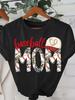 T-shirt à col rond pour femme Multicolore Mom de Baseball Graphique Léopard Baseball Imprimé Sportif Décontracté Doux Manches Courtes Top
