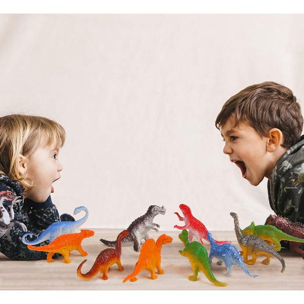 FINGOOO 39 Piece Mini Dinosaur Figures, Assorted Vinyl Plastic Dinosaur Toys for Easter Gifts Dino Party Cake Toppers