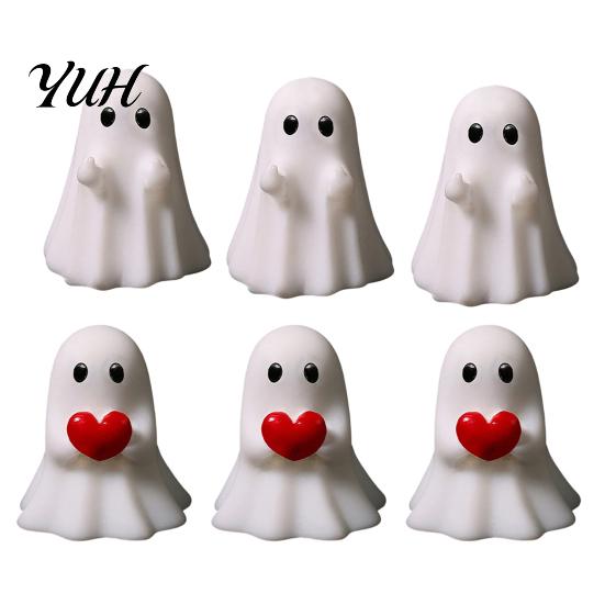 Decorative Holiday Miniatures 3Pcs Mini Ghost Figurines for Halloween Decorations, Resin Middle Finger And Small Dolls Centerpieces Heart Ornaments