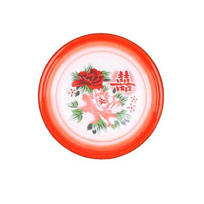Round Retro Enamel Plate: Multi-use Tray for Tea, Dinner, Vegetables, Hot Pot, Chicken, and Fruit.
